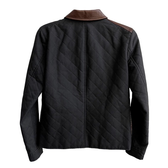 Ralph Lauren Quilted Barn Jacket Brown Leather Trim Women Size 6 - Picture 3 of 9